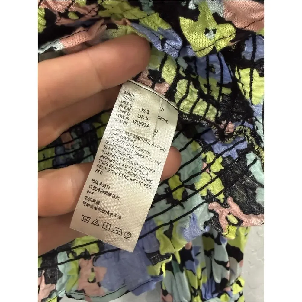 Free People Ariana Floral Puff Sleeve Blouse Size S